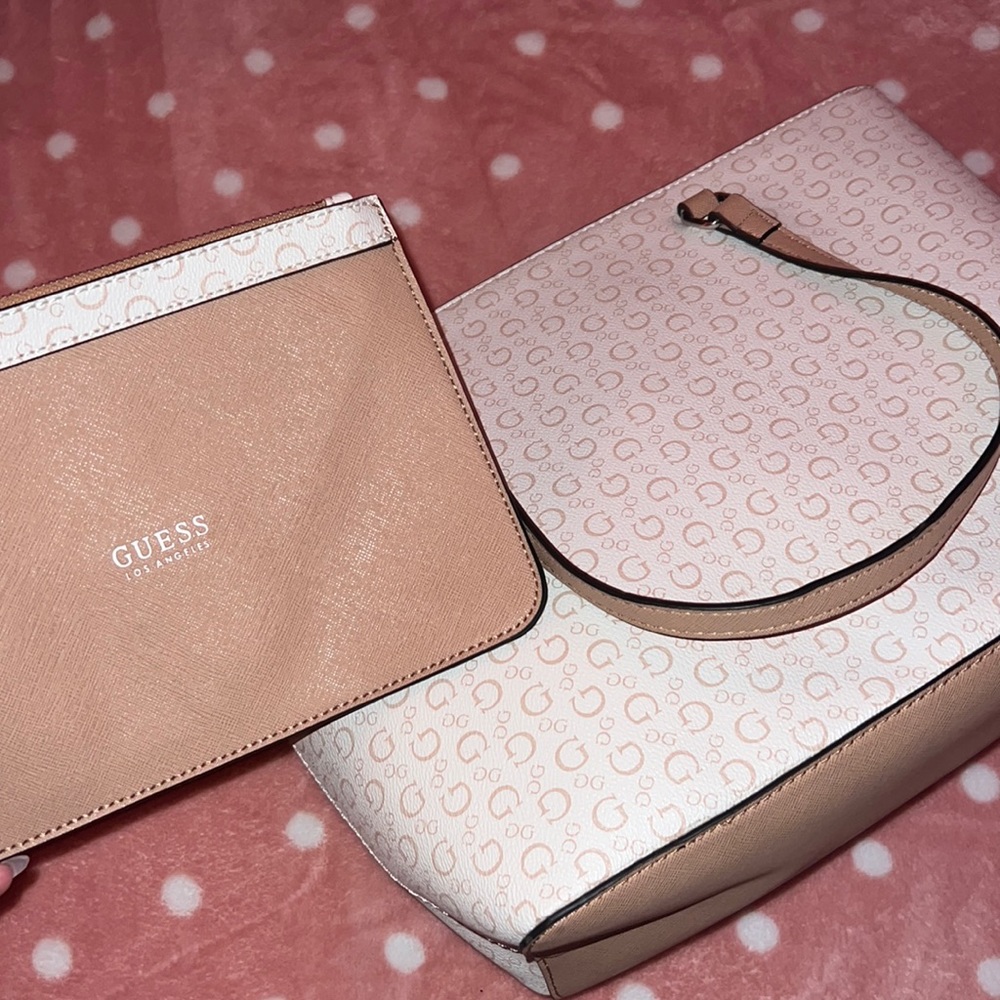 Guess Logo Tote with matching zipper pouch